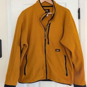 Vintage REI Men's Polartec Fleece Gold Yellow Full Zip Jacket Size Medium